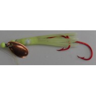 Glitter Bugs Micro Hoochie w/Indiana Copper Blade Chartreuse 1 3/8"