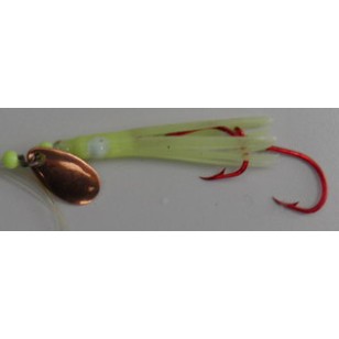 Glitter Bugs Micro Hoochie w/Indiana Copper Blade Chartreuse 1 3/8"