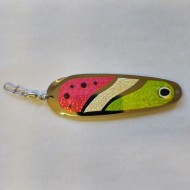 GVF Chartreuse Pink Dodger 4.25" w/glow center (Dbl. Sided)