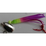 Glitter Bugs Micro Hoochie w/Indiana Silver Blade Green/Purple 1 3/8"