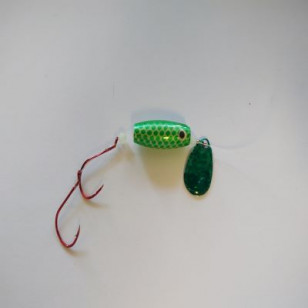 Kokaneemart Spin Minnow- Green Fishscale Candy Blade