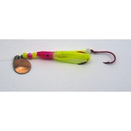 MAG Tackle Mini Mag Hoochie w Copper Blade Pink/Chartreuse