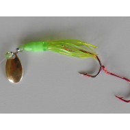 Glitter Bugs Micro Hoochie w/Indiana Gold Blade Chartreuse 1 3/8"