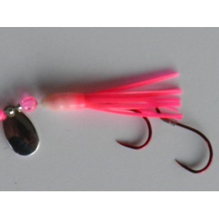 Glitter Bugs Micro Hoochie w/Indiana Silver Blade Hot Pink 1 3/8"