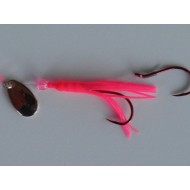Glitter Bugs Micro Hoochie w/Indiana Copper Blade Solid Pink 1 3/8"