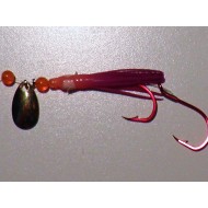 Glitter Bugs Micro Hoochie w/Indiana Gold Blade Orange/Purple 1 3/8"