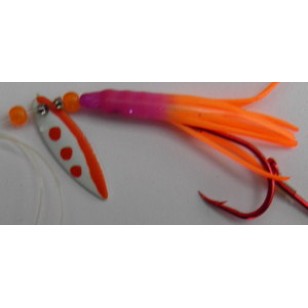 Glitter Bugs Micro Hoochie w/Willow (Glow) Orange Blade, Purple/Orange 1 3/8"