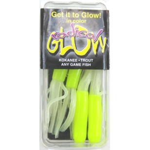 Radical Glow Hoochie Tube 2.25 Chartruese/ Natural 4-Pack