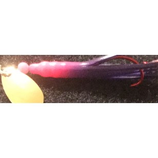 Glitter Bugs Micro Hoochie Pink & Dark Purple w/ Gold Blade1 3/8"