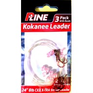 P-Line 3 pack Kokanee Leader with Beads #6 Octopus Hooks