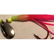Glitter Bugs Micro Hoochie Pink Chartreuse Silver Glow 1 3/8"